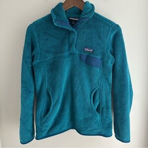 Patagonia Turquoise Patterned Snap Fleece Jacket Women’s Small Outdoors Granola
